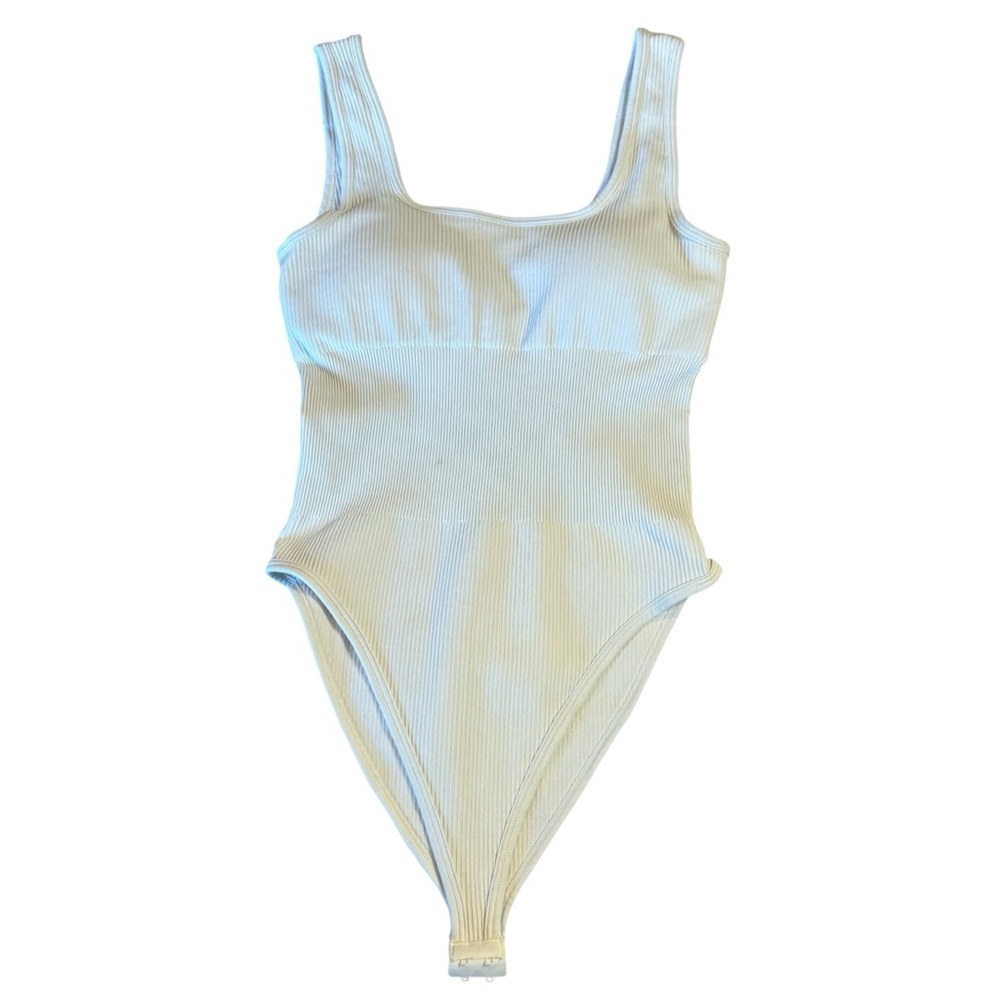 White Ribbed Bodysuit